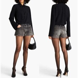 Rag & Bone Lilitth Black Metallic Stretch Blouse Women's Size M Shimmer Glitter